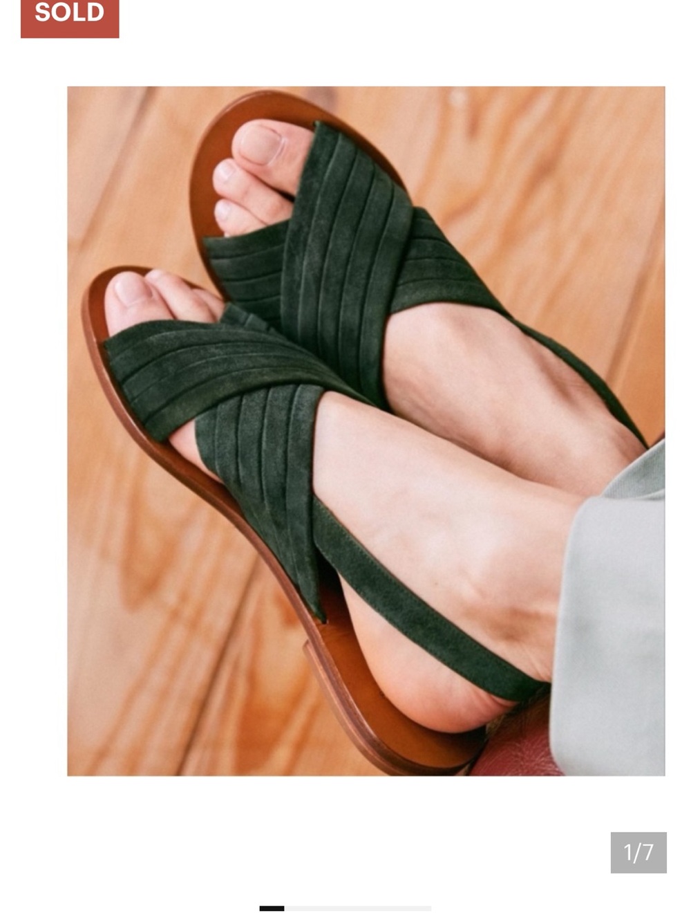 ISO: Sézane Lisa Low Crisscross Sandals Green EU 38/7.5 - NOT FOR SALE